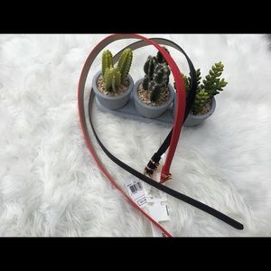 Coral Red & Black skinny belts size M